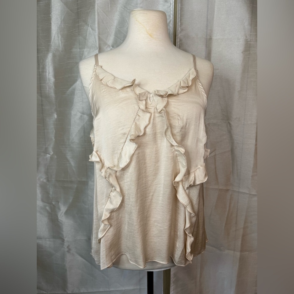 Easel Cream Ruffled Tank top - Picture 3 of 9